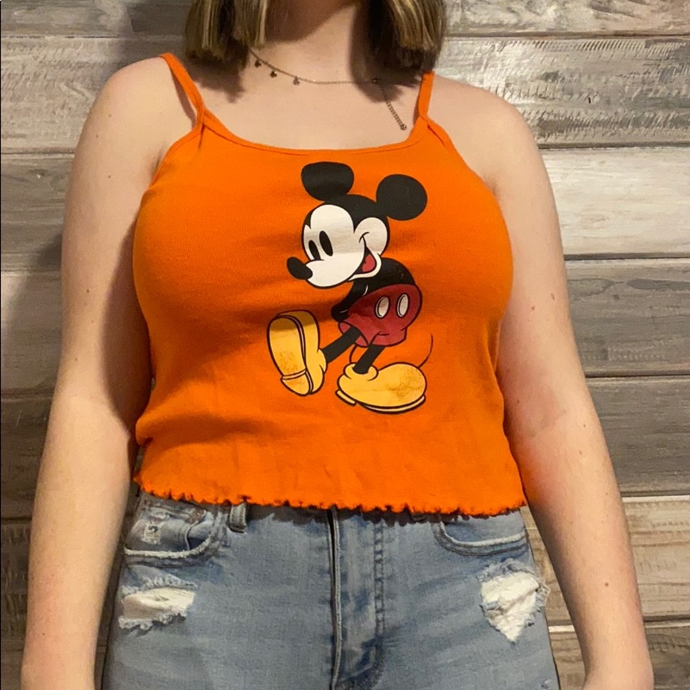 Cute orange Mickey crop top